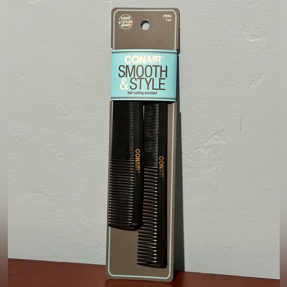 Conair Smooth Style Hair Cutting Set Extra Fine Tooth Barber & Pocket Comb NEW